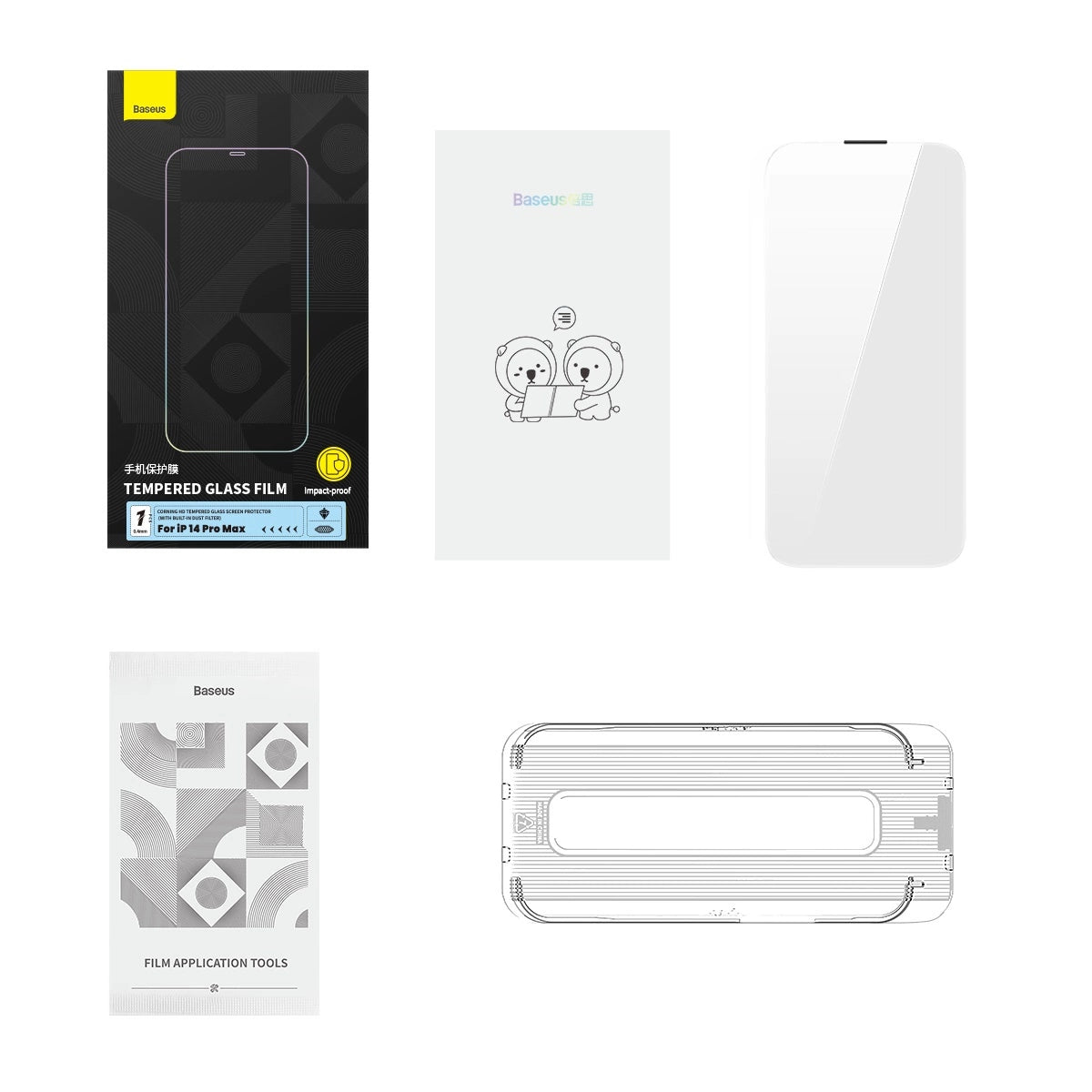 Baseus Full Screen Tempered Glass for iPhone 14 Pro Max with Speaker Cover 0.4mm + Mounting Kit_10