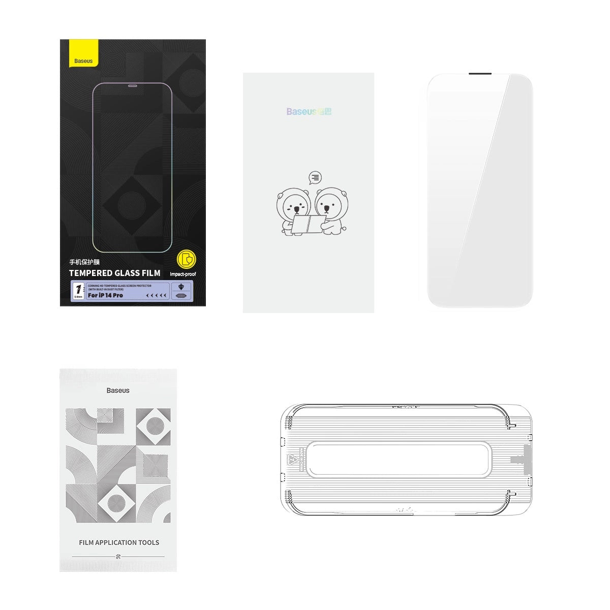Baseus Full Screen Tempered Glass for iPhone 14 Pro with Speaker Cover 0.4mm + Mounting Kit_9