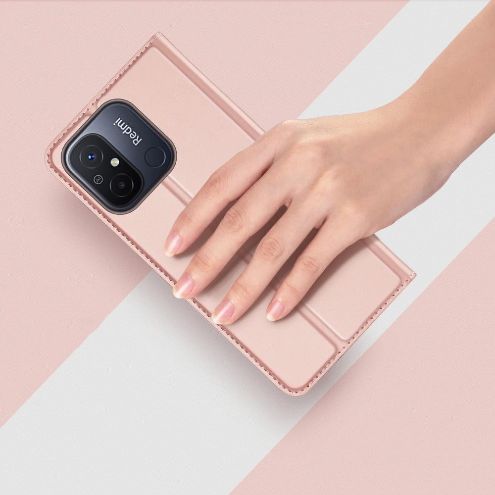 Dux Ducis Skin Pro Case For Xiaomi Redmi 11A / Poco C55 / Redmi 12C Cover Flip Card Wallet Stand Pink_11