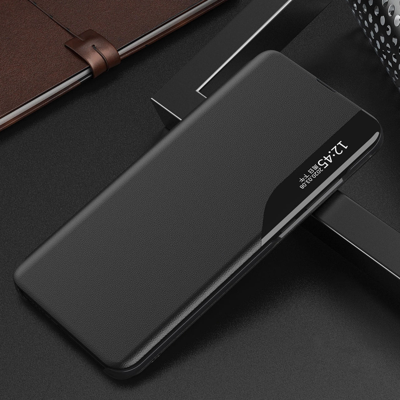 Eco Leather View Case Cover for Xiaomi Redmi Note 12 Pro / Poco X5 Pro 5G with Flip Stand Black_13