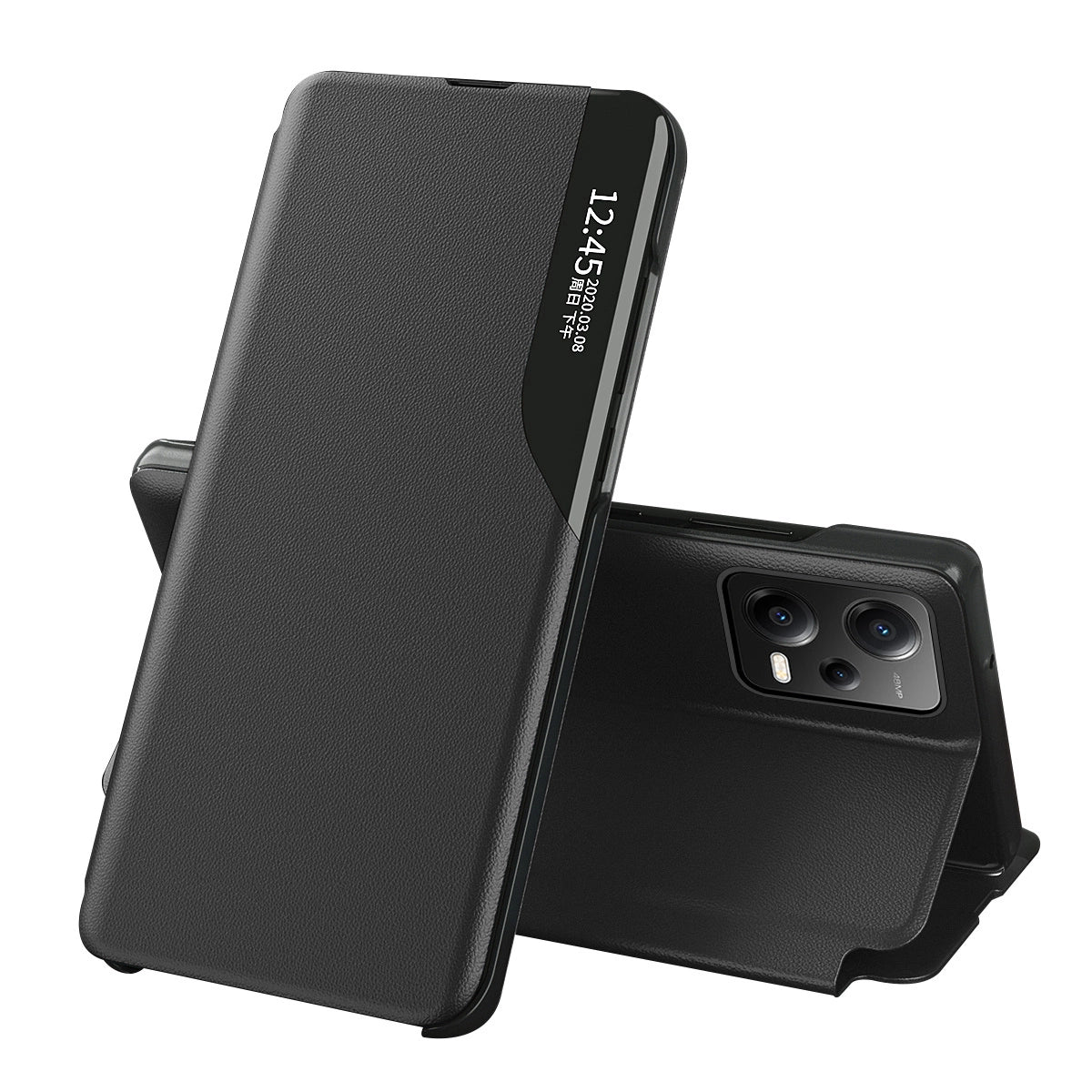Eco Leather View Case Cover for Xiaomi Redmi Note 12 Pro / Poco X5 Pro 5G with Flip Stand Black_2
