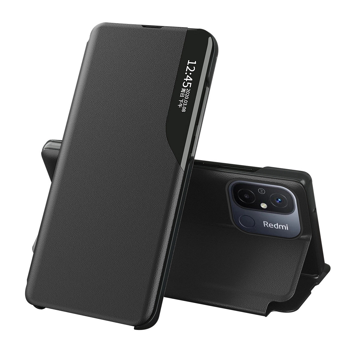 Eco Leather View Case for Xiaomi Redmi 11A / Poco C55 / Redmi 12C with flip stand black_2
