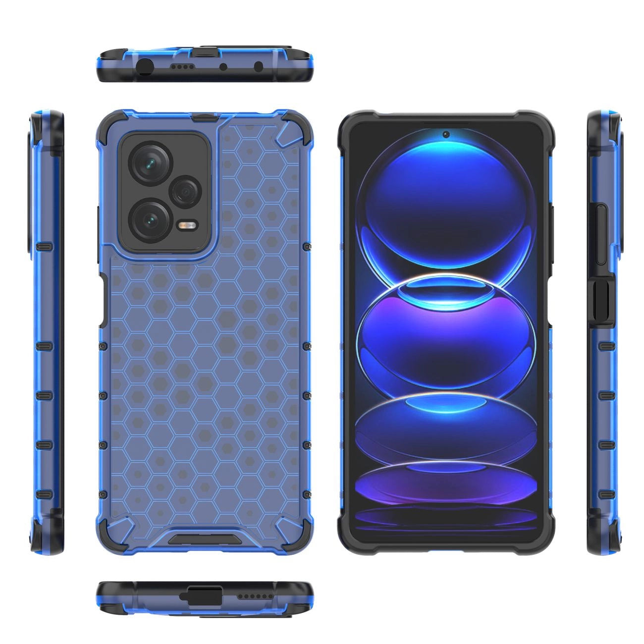 Honeycomb case for Xiaomi Redmi Note 12 Pro+ armored hybrid cover blue_1