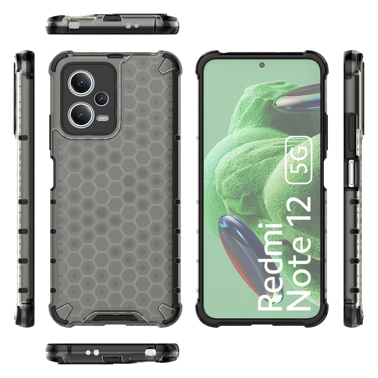 Honeycomb case for Xiaomi Redmi Note 12 5G / Poco X5 5G armored hybrid cover black_1