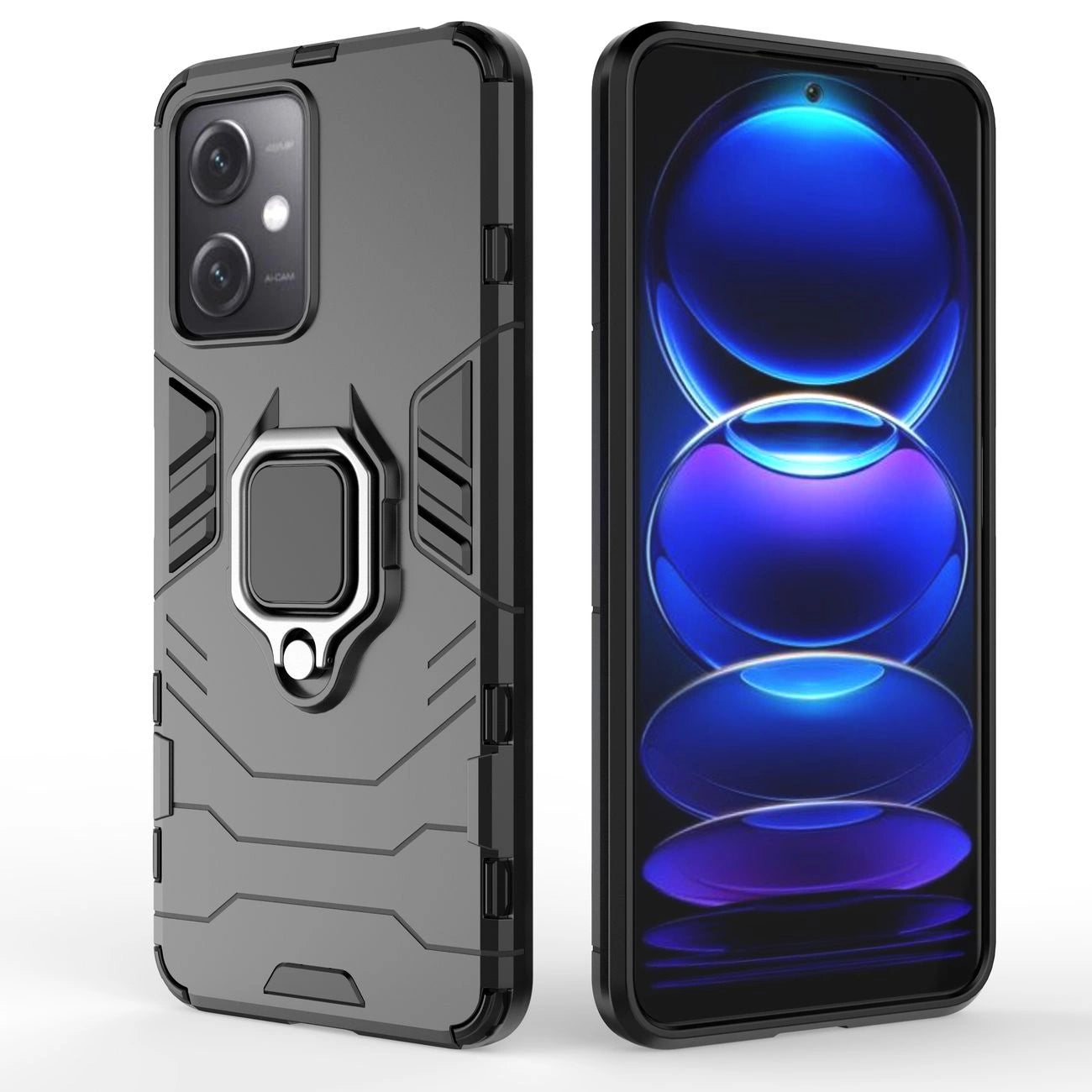 Ring Armor Case for Xiaomi Redmi Note 12 5G / Poco X5 5G Armor Cover Magnetic Holder Ring Black_11