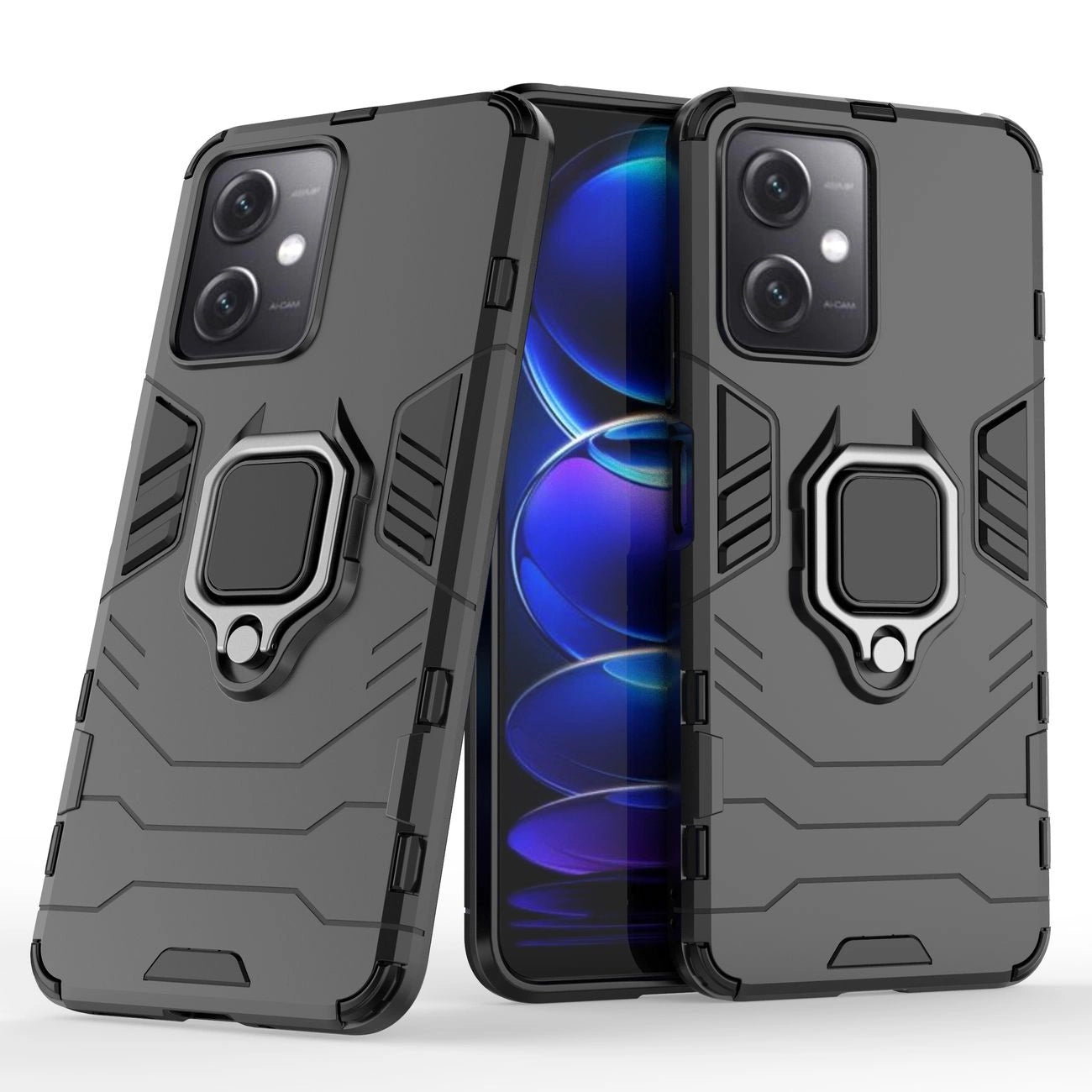 Ring Armor Case for Xiaomi Redmi Note 12 5G / Poco X5 5G Armor Cover Magnetic Holder Ring Black_1