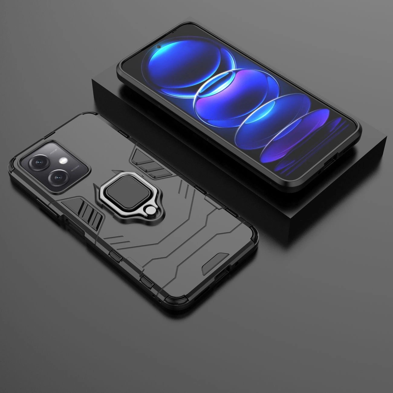 Ring Armor Case for Xiaomi Redmi Note 12 5G / Poco X5 5G Armor Cover Magnetic Holder Ring Black_4