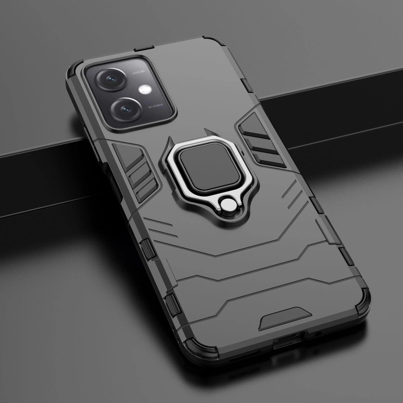 Ring Armor Case for Xiaomi Redmi Note 12 5G / Poco X5 5G Armor Cover Magnetic Holder Ring Black_5