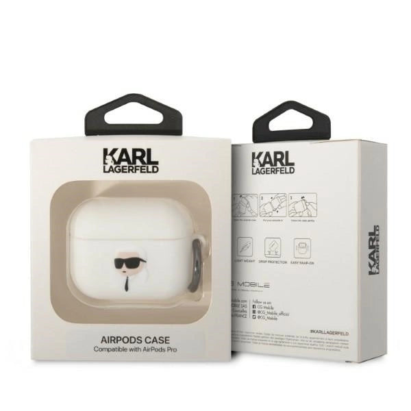 Karl Lagerfeld KLAPRUNIKH AirPods Pro cover white/white Silicone Karl Head 3D_2