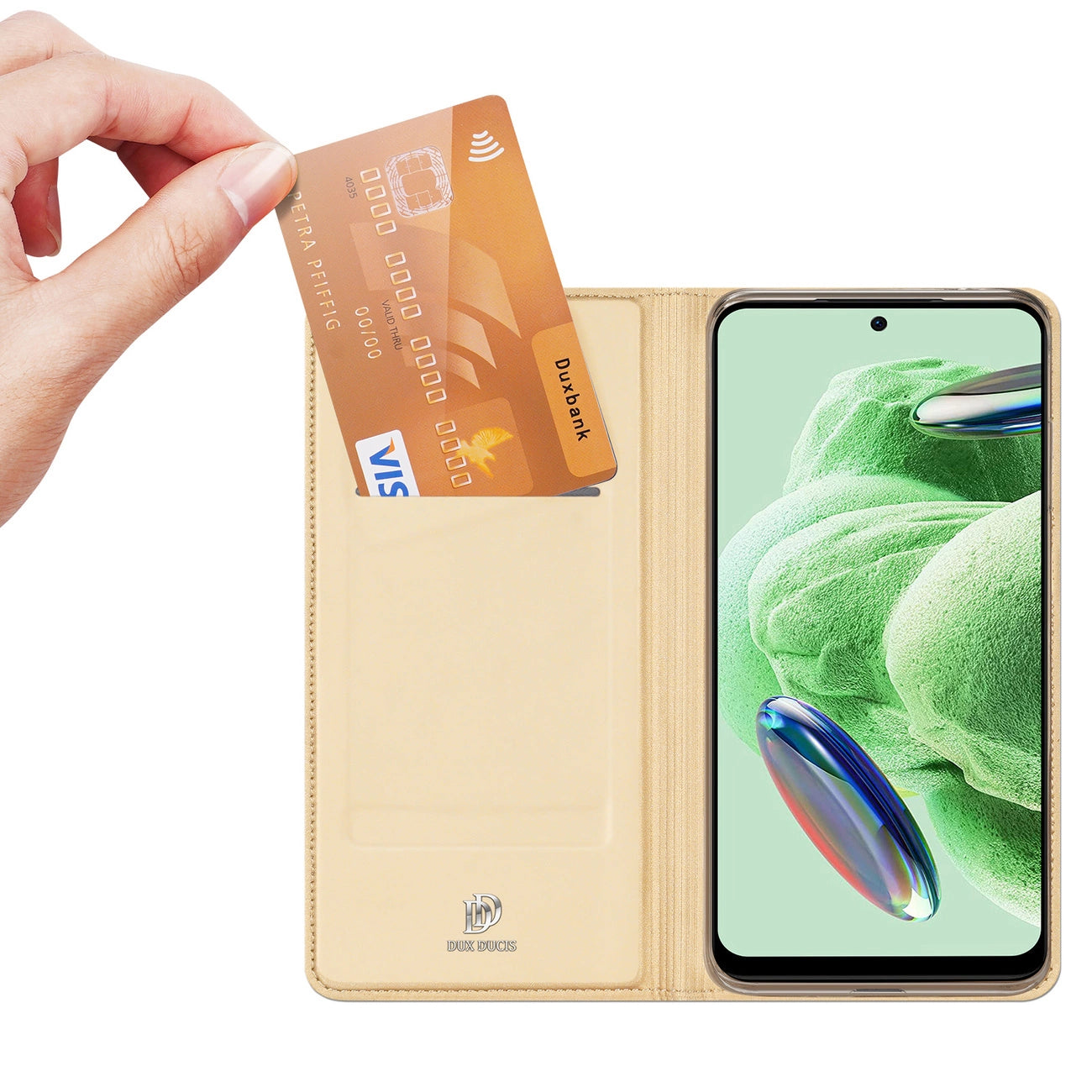 Dux Ducis Skin Pro Case For Xiaomi Redmi Note 12 5G / Poco X5 5G Flip Cover Card Wallet Stand Gold_1