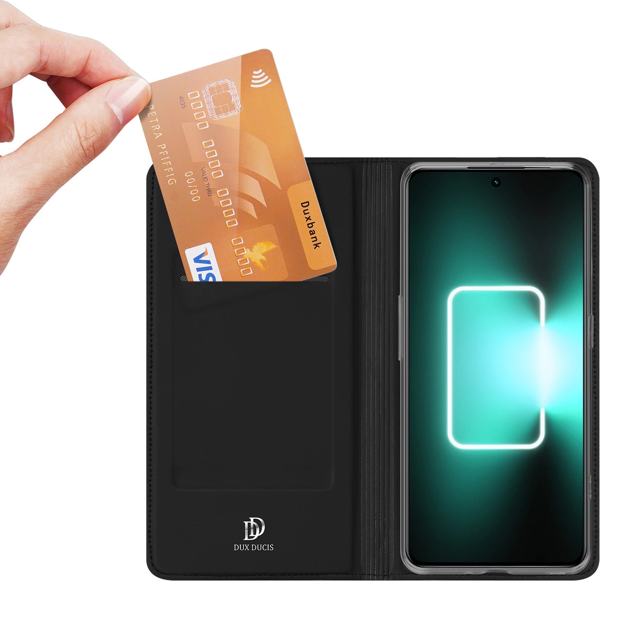 Dux Ducis Skin Pro Case For Realme GT Neo 5 / Realme GT3 Flip Cover Card Wallet Stand Black_1