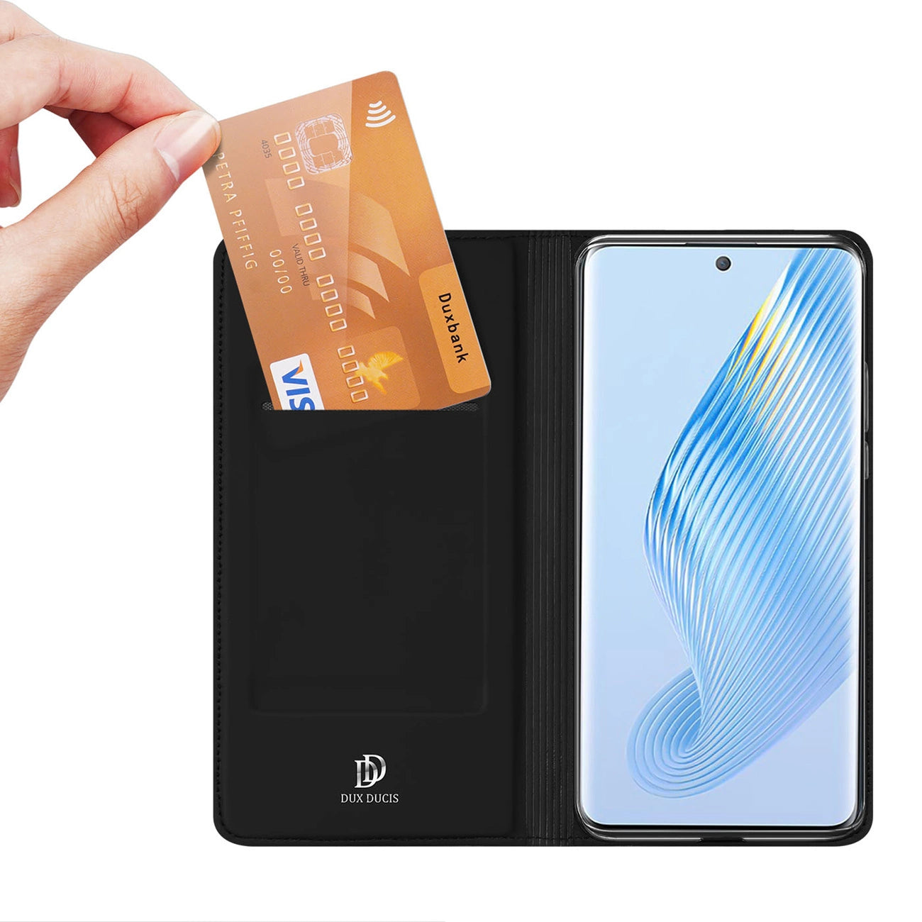 Dux Ducis Skin Pro case for Honor Magic5 flip cover card wallet stand black_1