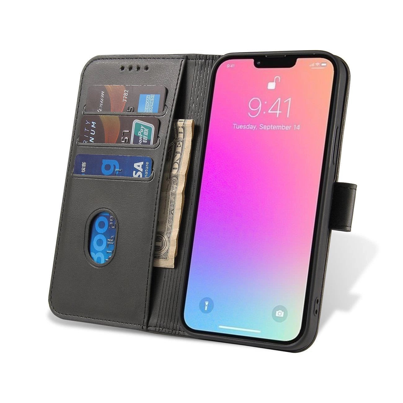 Magnet Case case for Realme GT Neo 5 / Realme GT3 flip cover wallet stand black_6