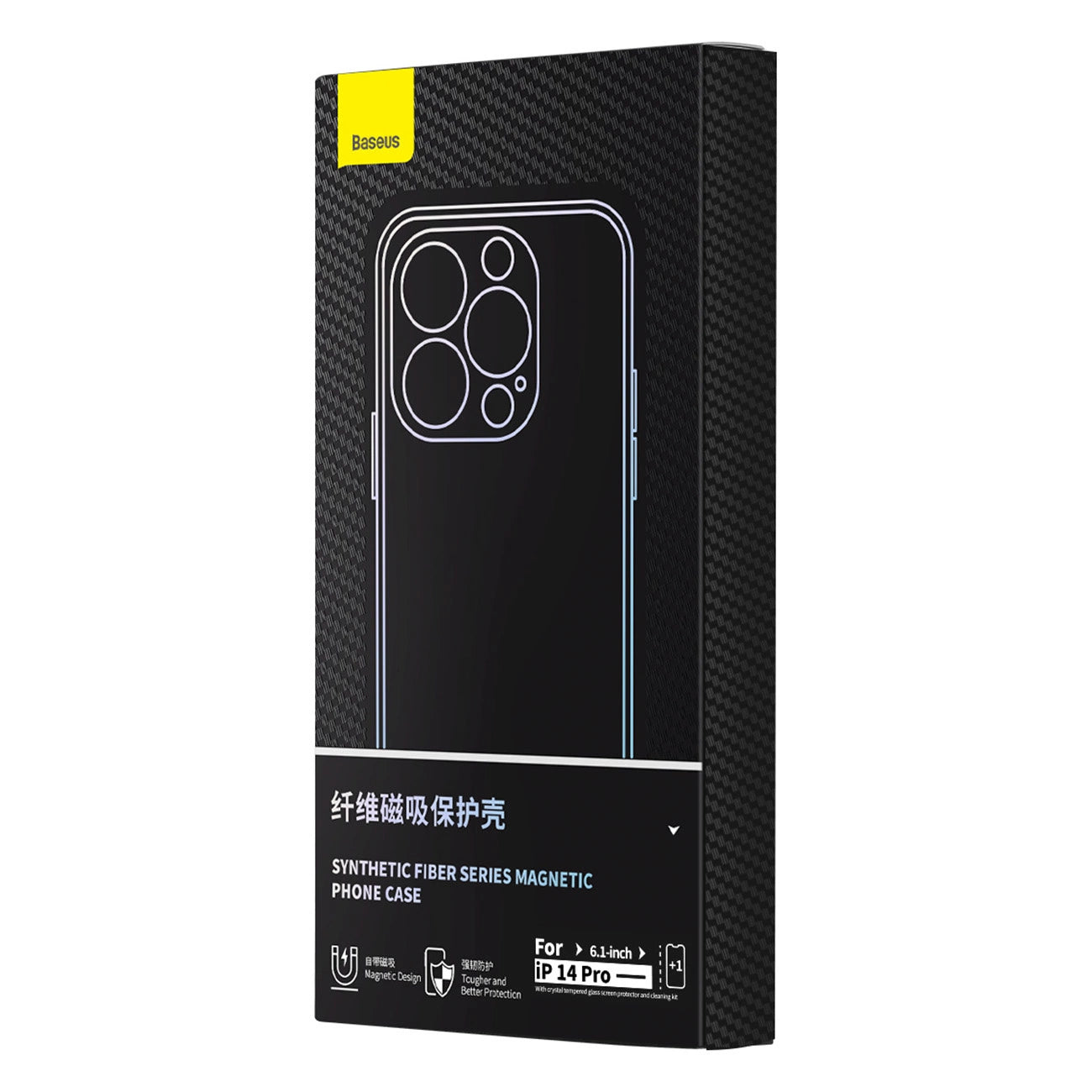 Armored case for iPhone 14 Pro Max compatible with MagSafe Baseus Synthetic Fiber tempered glass - black_6