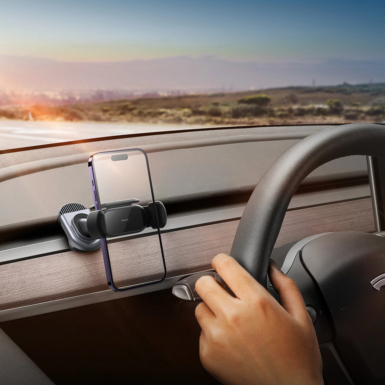 Electric car holder with solar panel for Tesla Model 3 / Y Baseus T-Space - black_10