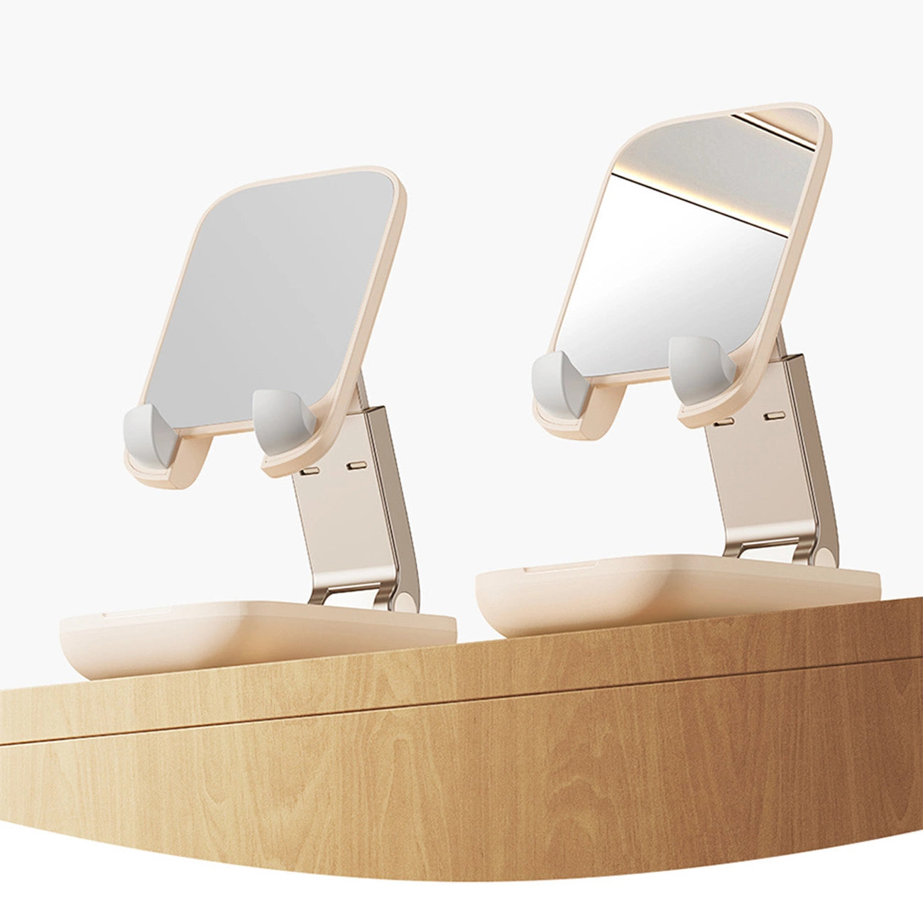 Adjustable phone stand with mirror Baseus Seashell Series - beige_17