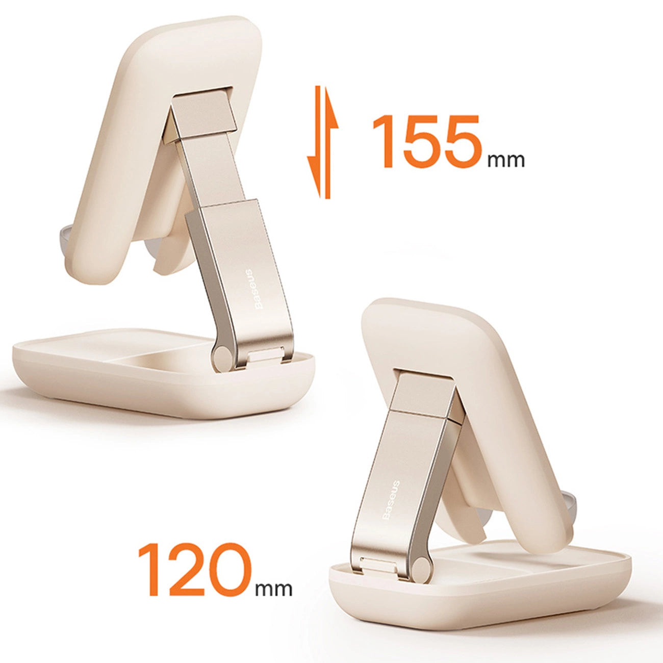 Adjustable phone stand with mirror Baseus Seashell Series - beige_22