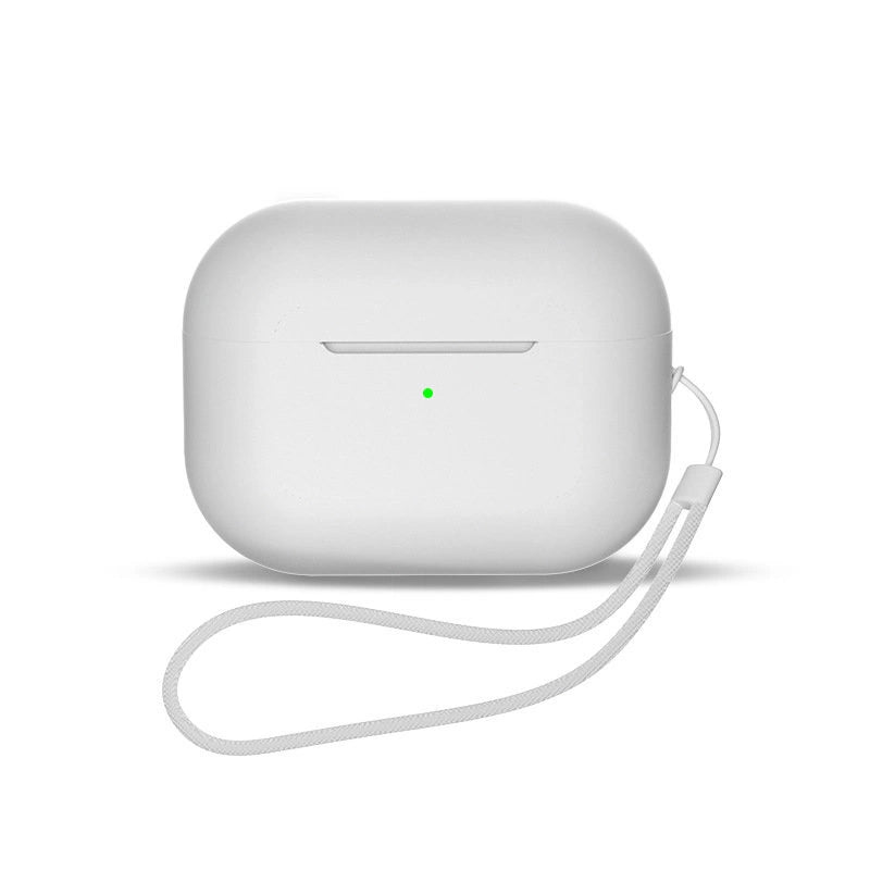 Silicone case for AirPods 1 / AirPods 2 + wrist strap lanyard - white_0