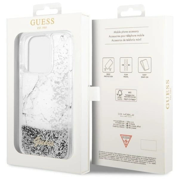 Guess GUHCP14LLCSGSGH iPhone 14 Pro 6.1" white/white hardcase Liquid Glitter Marble_7