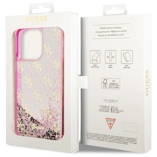 Guess GUHCP14XLC4PSGP iPhone 14 Pro Max 6.7" pink/pink hardcase Liquid Glitter 4G Transculent_7
