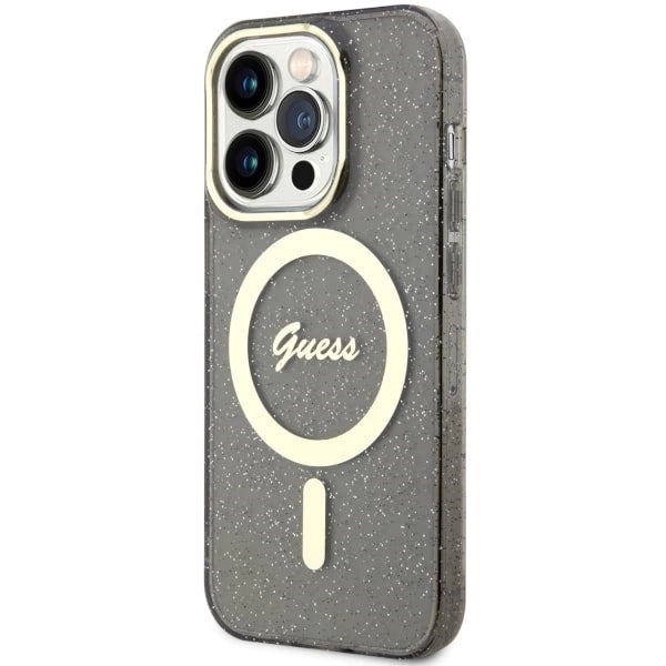 Guess GUHMP14LHCMCGK iPhone 14 Pro 6.1" black/black hardcase Glitter Gold MagSafe_1