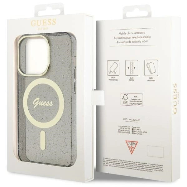 Guess GUHMP14LHCMCGK iPhone 14 Pro 6.1" black/black hardcase Glitter Gold MagSafe_7