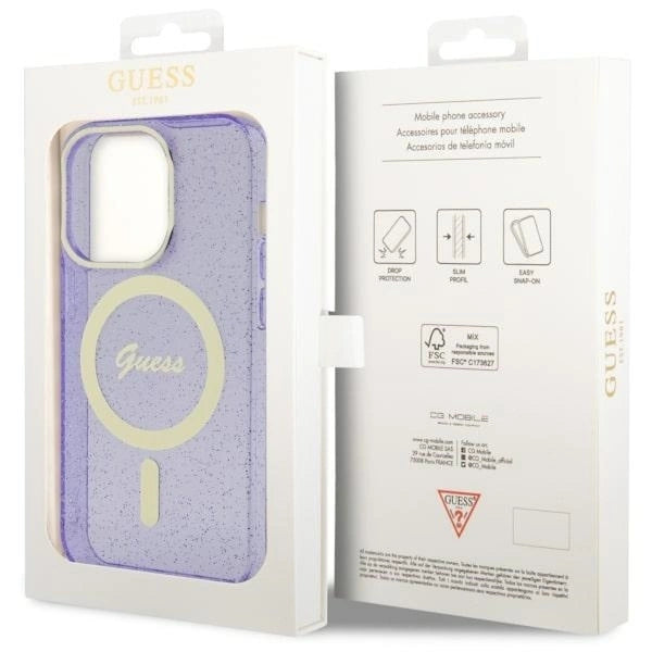 Guess GUHMP14LHCMCGU iPhone 14 Pro 6.1" purple/purple hardcase Glitter Gold MagSafe_7