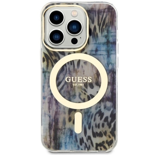Guess GUHMP14LHLEOPWB iPhone 14 Pro 6.1" blue/blue hardcase Leopard MagSafe_2