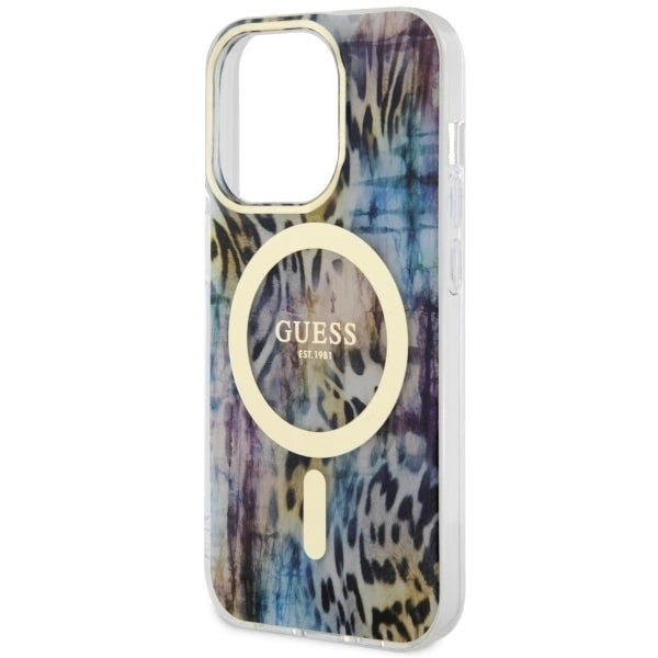 Guess GUHMP14LHLEOPWB iPhone 14 Pro 6.1" blue/blue hardcase Leopard MagSafe_5