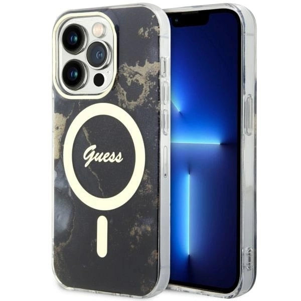 Guess GUHMP14LHTMRSK iPhone 14 Pro 6.1" black/black hardcase Golden Marble MagSafe_0
