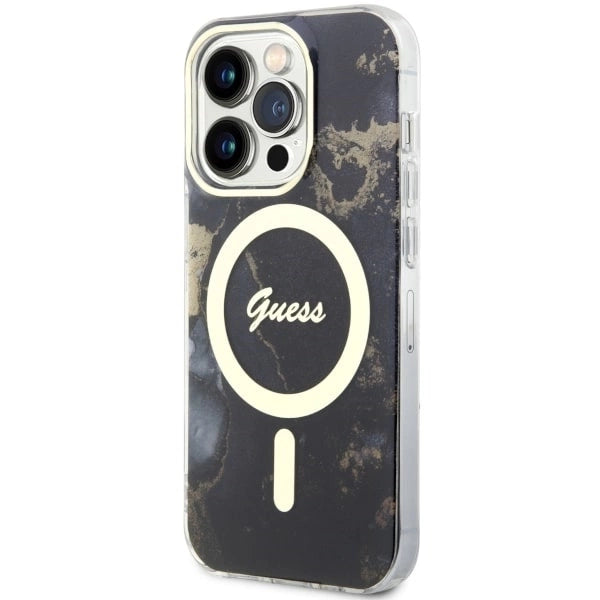 Guess GUHMP14LHTMRSK iPhone 14 Pro 6.1" black/black hardcase Golden Marble MagSafe_1