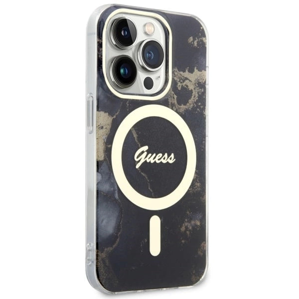 Guess GUHMP14LHTMRSK iPhone 14 Pro 6.1" black/black hardcase Golden Marble MagSafe_3