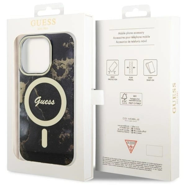 Guess GUHMP14LHTMRSK iPhone 14 Pro 6.1" black/black hardcase Golden Marble MagSafe_7