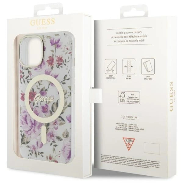 Guess GUHMP14MHCFWST iPhone 14 Plus 6.7" transparent hardcase Flower MagSafe_7