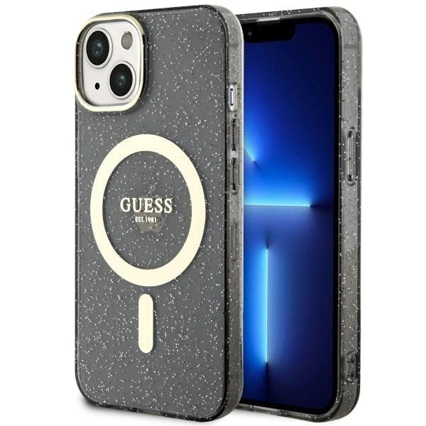 Guess GUHMP14MHCMCGK iPhone 14 Plus 6.7" black/black hardcase Glitter Gold MagSafe_0