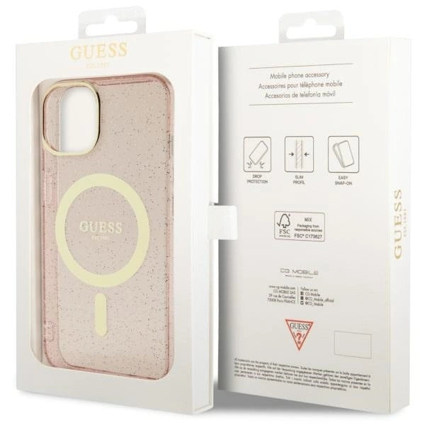 Guess GUHMP14MHCMCGP iPhone 14 Plus 6.7" pink/pink hardcase Glitter Gold MagSafe_7