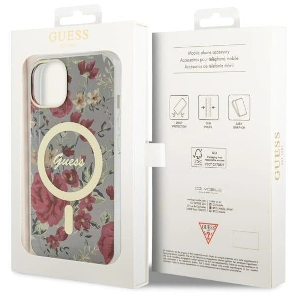 Guess Flower MagSafe case for iPhone 14 - green_7