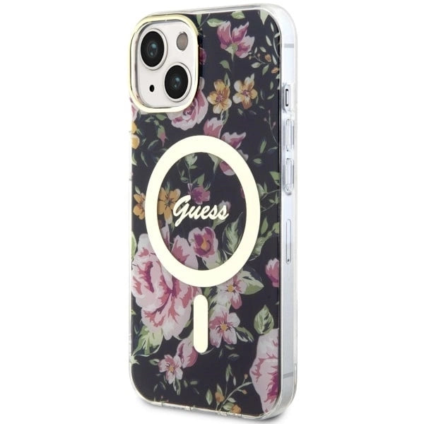 Guess Flower MagSafe case for iPhone 14 - black_1