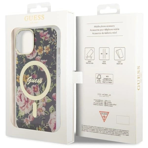 Guess Flower MagSafe case for iPhone 14 - black_7