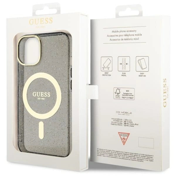 Guess Glitter Gold MagSafe case for iPhone 14 - black_7