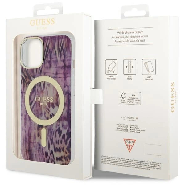 Guess Leopard MagSafe case for iPhone 14 - pink_7
