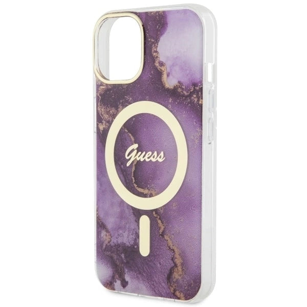 Guess GUHMP14SHTMRSU iPhone 14 6.1" purple/purple hardcase Golden Marble MagSafe_5
