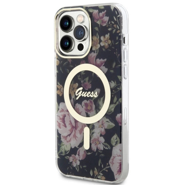 Guess GUHMP14XHCFWSK iPhone 14 Pro Max 6.7" black/black hardcase Flower MagSafe_1