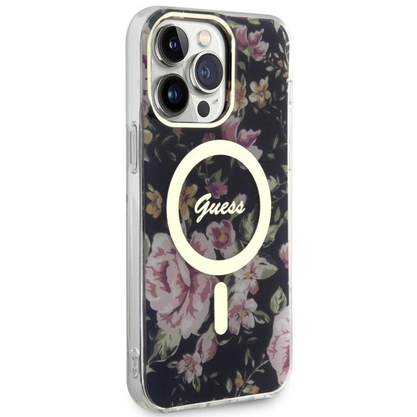 Guess GUHMP14XHCFWSK iPhone 14 Pro Max 6.7" black/black hardcase Flower MagSafe_3