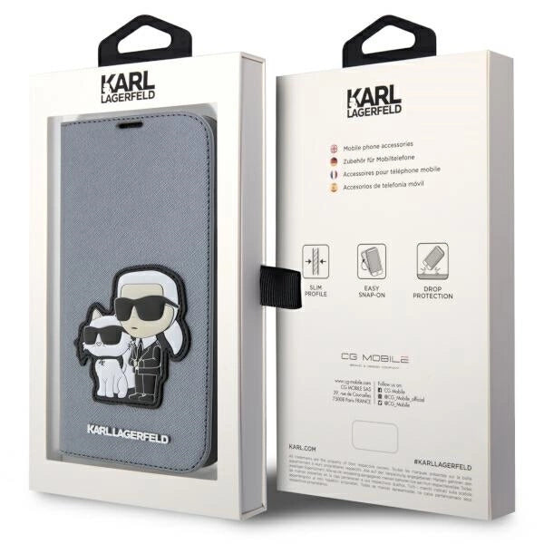 Karl Lagerfeld KLBKP14LSANKCPG iPhone 14 Pro 6.1" bookcase silver/silver Saffiano Karl & Choupette_6