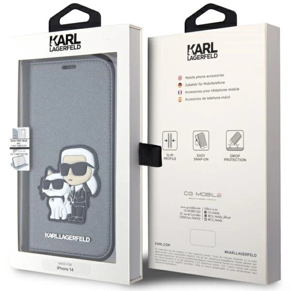 Karl Lagerfeld KLBKP14SSANKCPG iPhone 14 6.1" bookcase silver/silver Saffiano Karl & Choupette_6