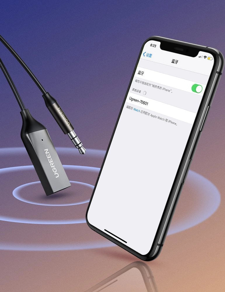 Ugreen Bluetooth 5.3 audio receiver USB cable audio adapter AUX jack black (70601 CM309)_12