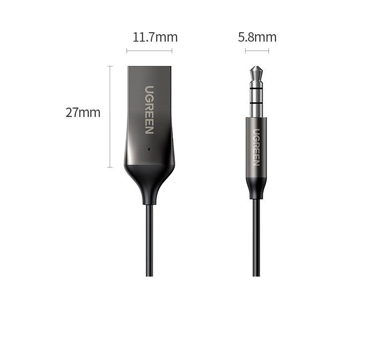 Ugreen Bluetooth 5.3 audio receiver USB cable audio adapter AUX jack black (70601 CM309)_16