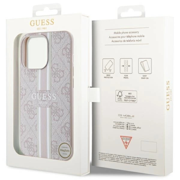 Guess GUHMP13LP4RPSP iPhone 13 Pro / 13 6.1" pink/pink hardcase 4G Printed Stripes MagSafe_7