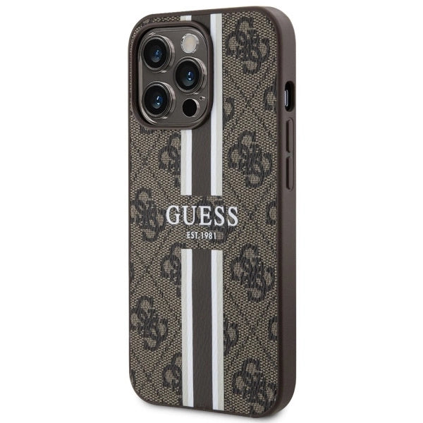 Guess GUHMP13LP4RPSW iPhone 13 Pro / 13 6.1" brown/brown hardcase 4G Printed Stripes MagSafe_1